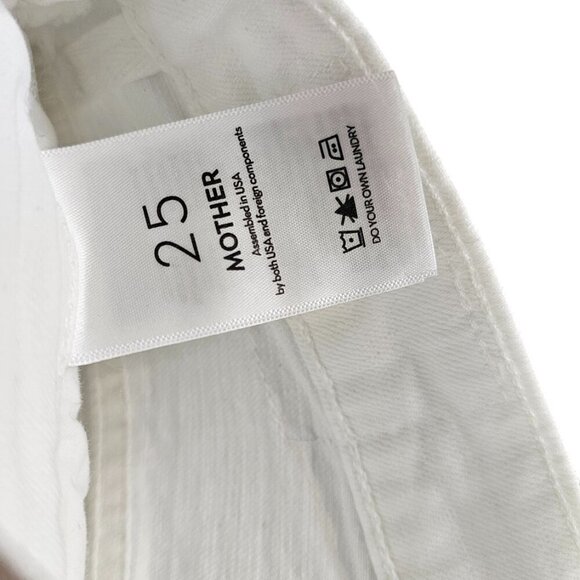 MOTHER The Stud Finder Sneak High-Rise Wide-Leg Jeans, Carpenter, White, 25, NWT - Picture 10 of 14